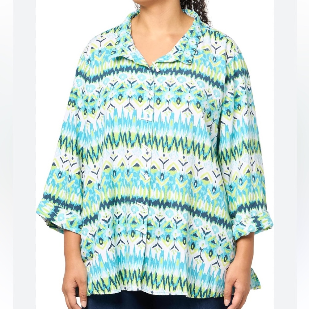 Ali Miles Linen Blend Tunic Top Size 2X, NWT